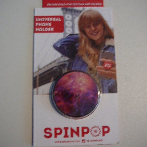 Spinpop Universal Phone Holder - Abstract Design-orange, purple, yellow-New Pkg - Picture 1 of 3